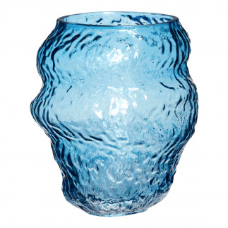 Vase en verre bleu, 18cm, Hübsch