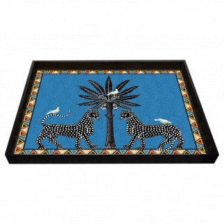 Leopard Tray Large Blue, Tray Ortigia, 38 cm x 28 cm