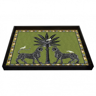 Leopard Tray Large Green, Tray Ortigia, 38 cm x 28 cm