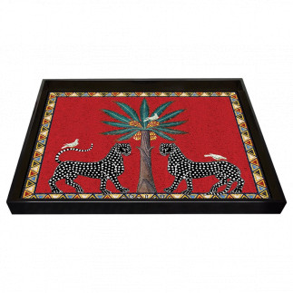 Leopard Tray Large Red, Tray Ortigia, 38 cm x 28 cm