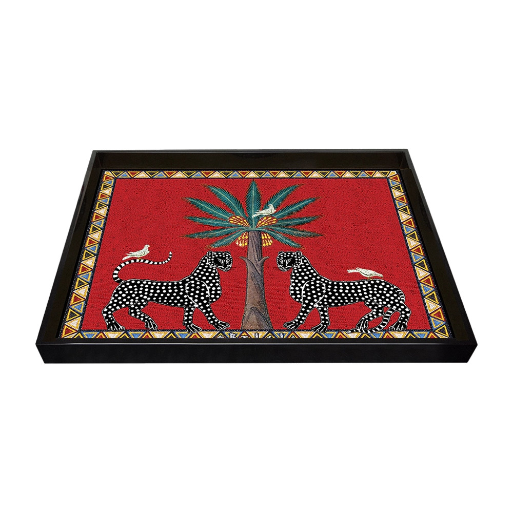 Léopard Tray Large Rouge, Plateau Ortigia, 38 cm x 28 cm