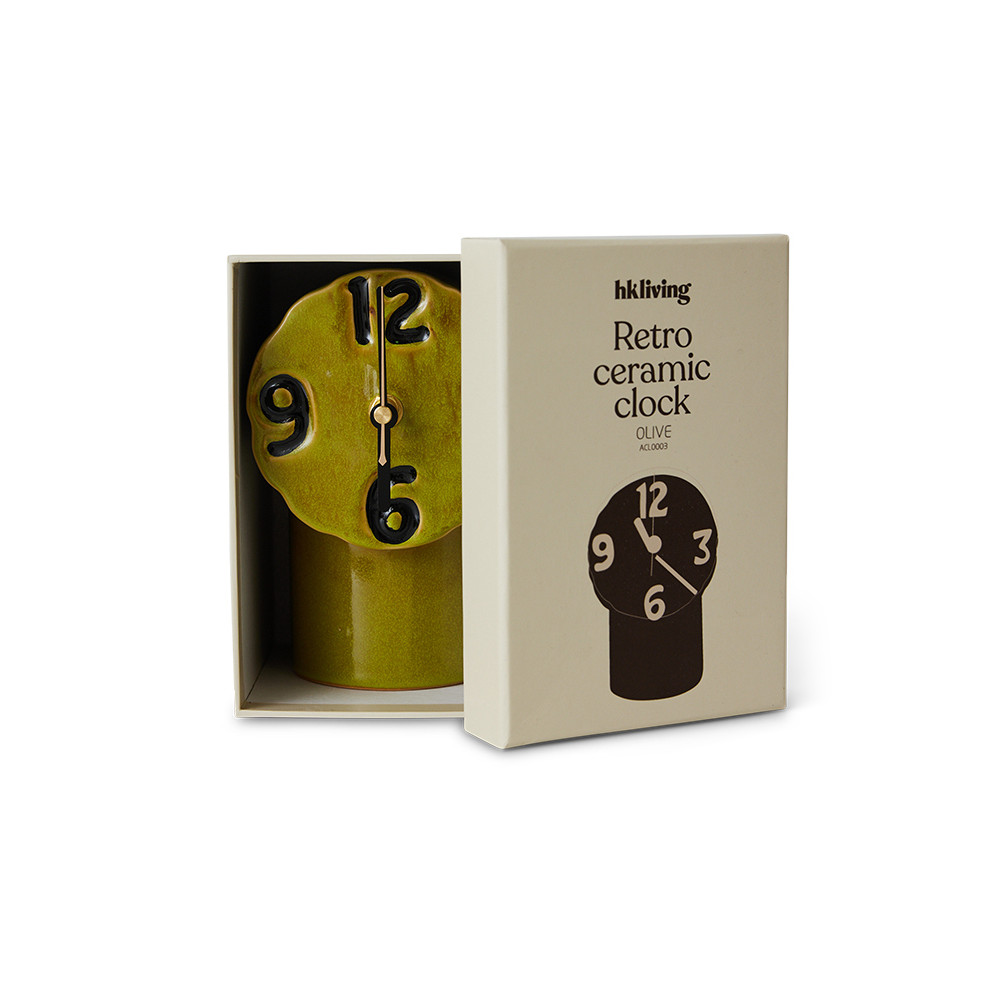 Retro ceramic Olive, Horloge, HK Living