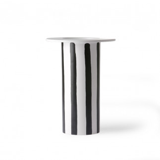 Black and White striped ceramic vase, HK Living