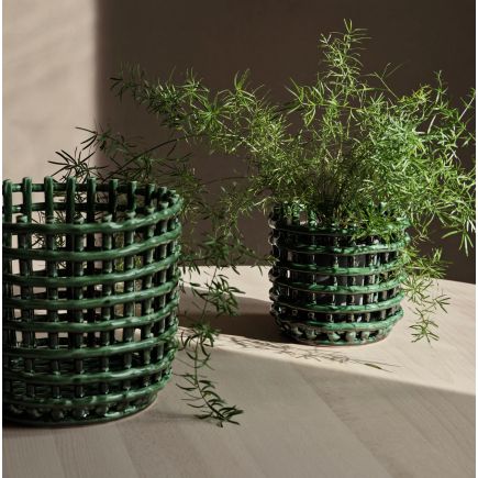 Ceramic basket, Emerald Green, Ferm Living