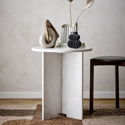 Jasmia, White Marble Side Table, Bloomingville