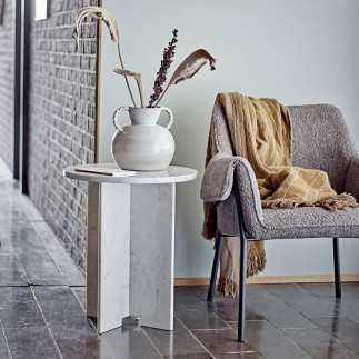 Jasmia, White Marble Side Table, Bloomingville