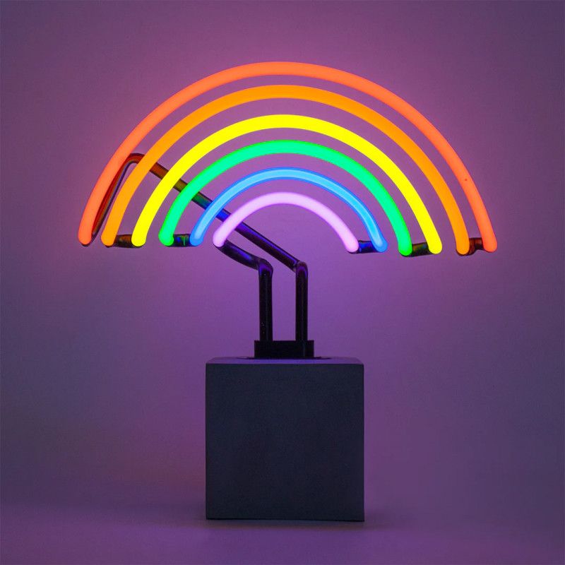 Rainbow, Néon en verre avec base en béton, Locomocean