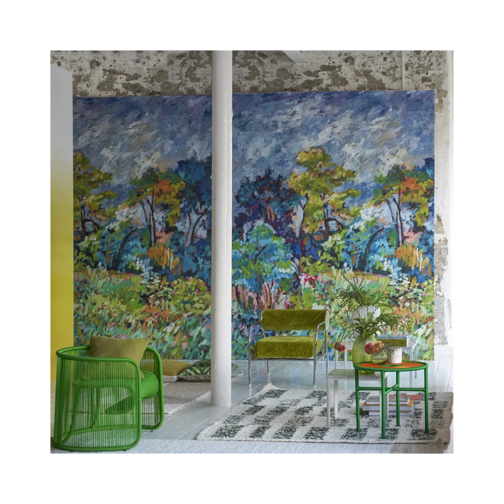 Forêt Impressioniste Cobalt, papier peint panoramique, Designers Guild